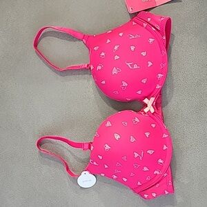 xhilaration Tshirt Bra 34B‎ NWT hot pink HEARTS love 💕 new with tag